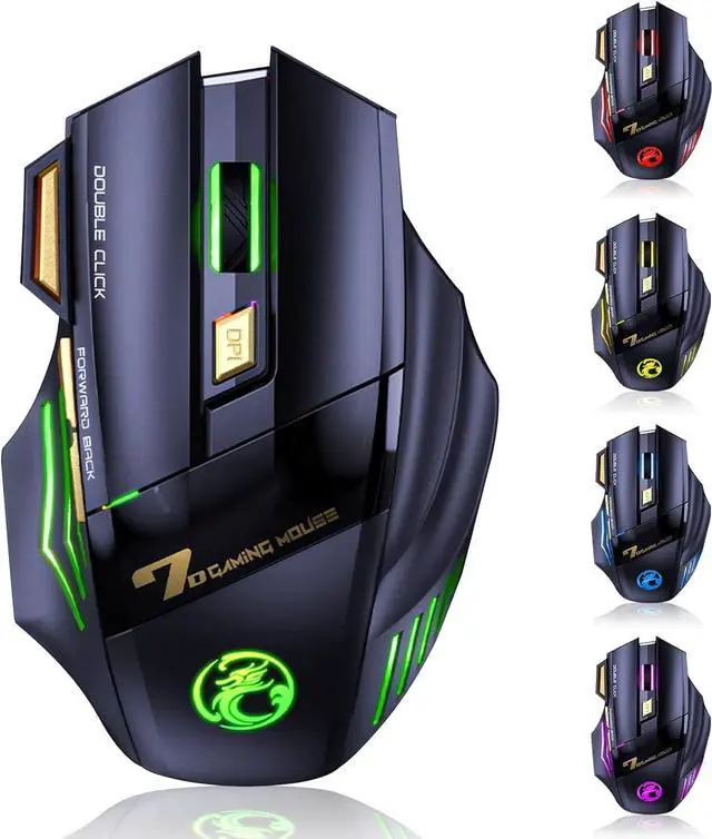 Alt view image 7 of 7 - VEGCOO Wireless Gaming Mouse, Rechargeable Silent Wireless Mouse with 4800 DPI Adjustable,Double Click Key, Colorful RGB Lights, Computer Mice with Thumb Rest for PC/Mac Gamer (C26 Black)