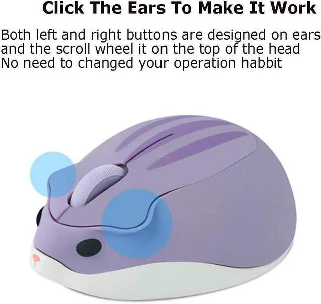 Alt view image 5 of 7 - 2.4GHz Wireless Cute Hamster Shape Less Noice Portable Mobile Optical 1200DPI USB Mice Cordless Mouse for PC Laptop Computer Notebook MacBook Kids Girl Gift (Purple)