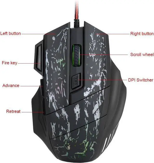 Alt view image 3 of 7 - Wired Gaming Mouse Ergonomic Wired Gaming Mouse 7 Colors Luminous Computer Mouse for Home and Office Laptop PC Game/97