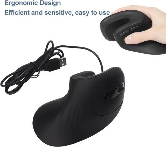 Alt view image 4 of 7 - Ergonomic Mouse Wired Vertical Mouse 6 Buttons 800?1200?2400?3200 dpi Optical Vertical Mouse USB Rechargeable Mouse/148