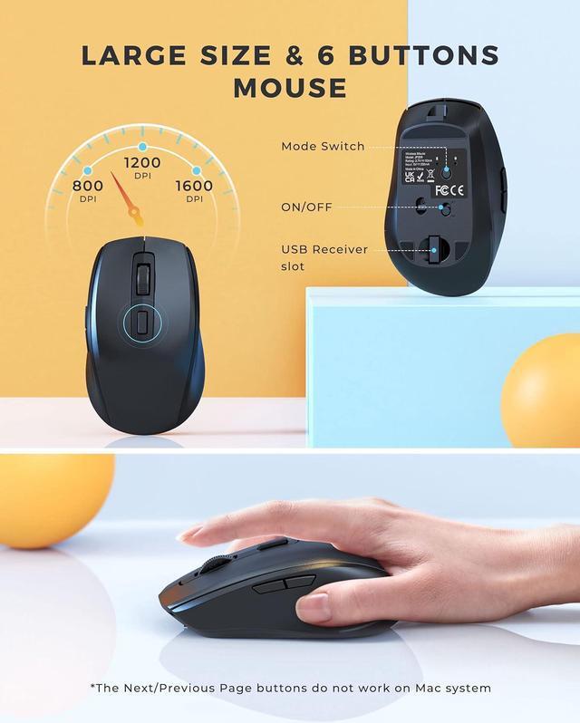 Alt view image 4 of 7 - PEIOUS Bluetooth Keyboard and Mouse Compatible for Mac and Windows, Rechargeable Multi Device Keyboard Mouse with Phone Holder, Full Size Quiet Wireless Keyboard for Mac, MacBook, Windows, Black