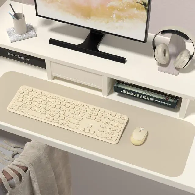 Alt view image 2 of 7 - UBOTIE Wireless Keyboards and Mouse, Quiet Scissor Switches Slim Keyboards Mice Set, Silent Full Size 111 Round Keycaps with Adjustable DPI Mouse, Power On/Off Button for PC Laptop (Light Khaki)