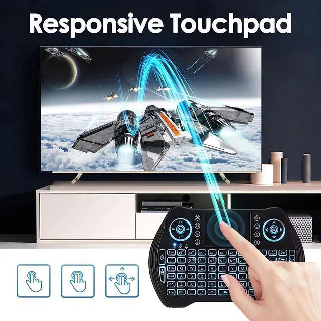 Alt view image 2 of 7 - BL Mini Wireless Keyboard Remote Control with Touchpad Mouse Combo, Backlit 2.4GHz Mini Keyboard Wireless USB Dongle Rechargeable Li-ion Battery for Android TV Box Smart TV PC PS3 Windows MacOS X-Box