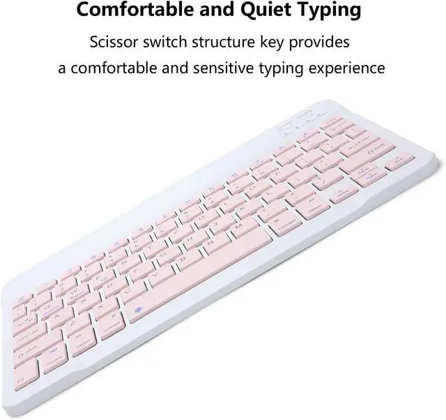 Alt view image 5 of 7 - Rechargeable Bluetooth Keyboard and Mouse Combo for iPad, Ultra-Slim Portable Wireless Mouse Keyboard for iPad Pro Air Mini iPhone Samsung Tablet Cell Phone Android, iPadOS/iOS 13 and Above (Pink)
