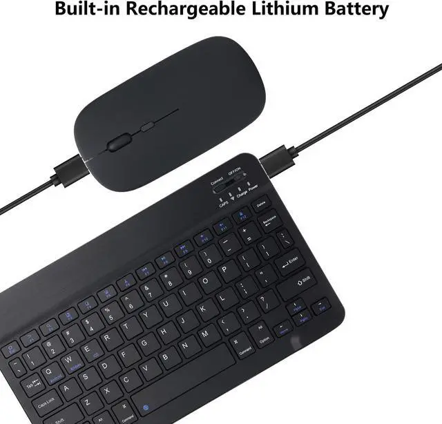 Alt view image 4 of 7 - Rechargeable Bluetooth Keyboard and Mouse Combo Ultra-Slim Portable Compact Wireless Mouse Keyboard Set for Android Windows Tablet Cell Phone iPhone iPad Pro Air Mini, iPad OS/iOS 13 and Above (Black)