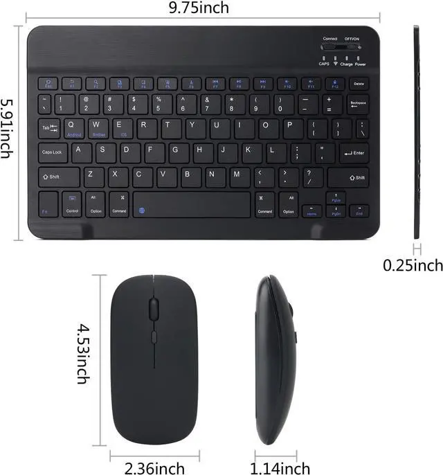 Alt view image 6 of 7 - Rechargeable Bluetooth Keyboard and Mouse Combo Ultra-Slim Portable Compact Wireless Mouse Keyboard Set for Android Windows Tablet Cell Phone iPhone iPad Pro Air Mini, iPad OS/iOS 13 and Above (Black)
