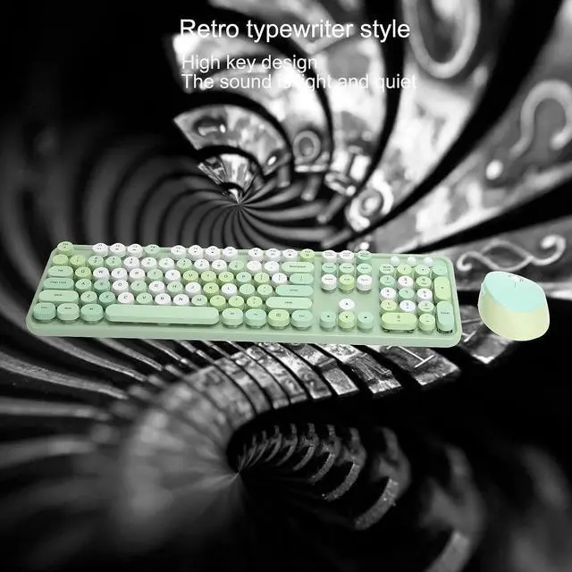Alt view image 6 of 7 - Keyboard Mouse Set, 2.4GHZWireless 104 Key Keyboard and Mouse Set with Intelligent Power Saving Technology (Green Mixed Colors)