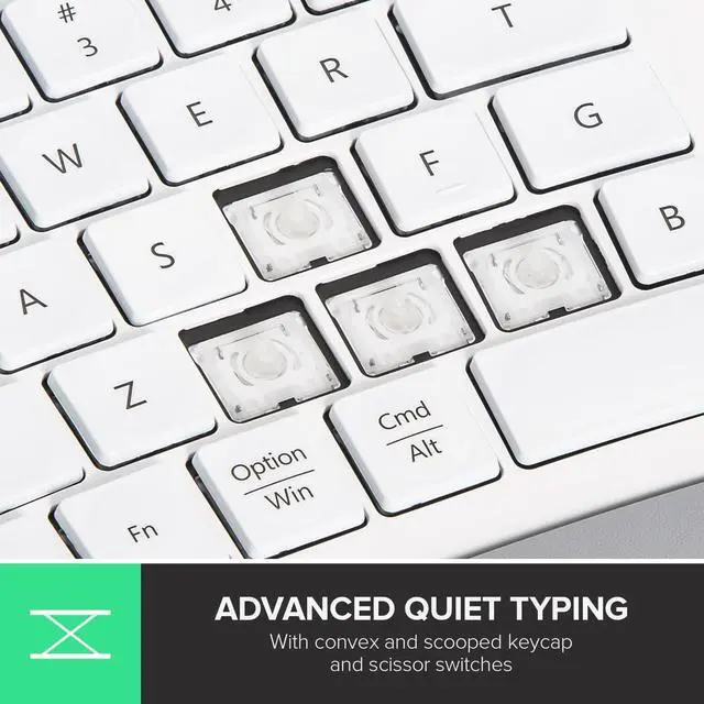 Alt view image 5 of 7 - DeLUX Upgraded Ergonomic Wireless Ergo Split Keyboard with Backlit, 2.4G and Bluetooth, Scissor Switch and Palm Rest for Natural Typing, Compatible with Windows and Mac OS (GM902Pro-White)