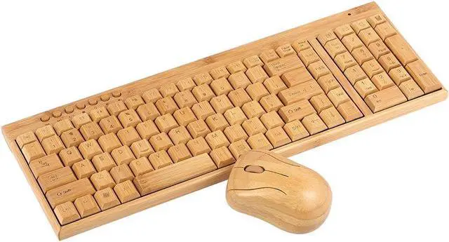 Main image of zolyet Bamboo PC Keyboard, Wirel Keyboard, Computer Combo Keyboard, Handmade Natural Wood, Plug and Play, Low Low