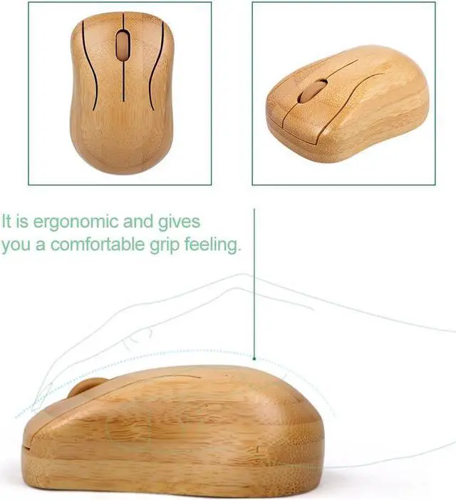 Alt view image 5 of 7 - zolyet Bamboo PC Keyboard, Wirel Keyboard, Computer Combo Keyboard, Handmade Natural Wood, Plug and Play, Low Low