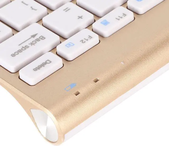 Alt view image 7 of 7 - Keyboard Mouse Combo, 2.4 Ghz Cordless Silent Key Mouse Set, Ultra Thin Full Sized Ergonomic Keyboards with LED Indicator, Auto Sleep for (Gold)