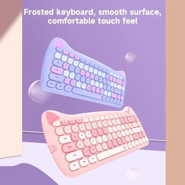 Alt view image 7 of 7 - Keyboard Combo 84 Keys Membrane Keyboard Ergonomic 3-Gear Adjustable DPI Cute Appearance Low