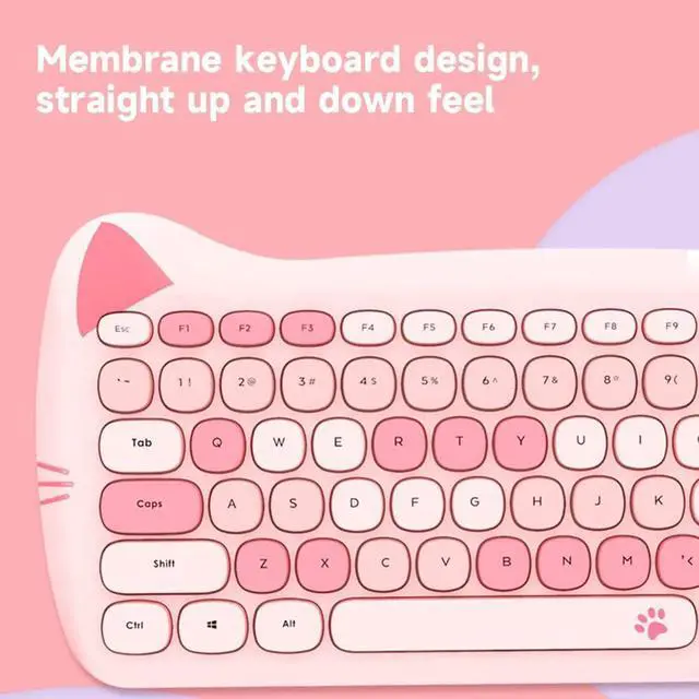 Alt view image 6 of 7 - Keyboard Combo 84 Keys Membrane Keyboard Ergonomic 3-Gear Adjustable DPI Cute Appearance Low