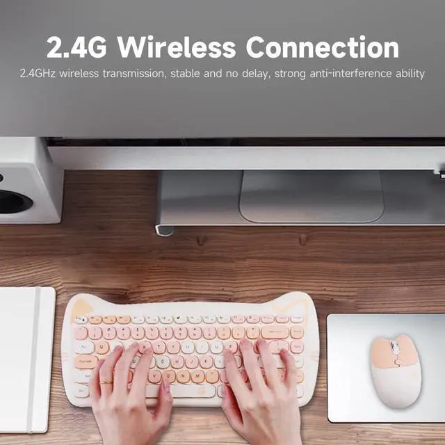 Alt view image 5 of 7 - Keyboard Combo 84 Keys Membrane Keyboard Ergonomic 3-Gear Adjustable DPI Cute Appearance Low