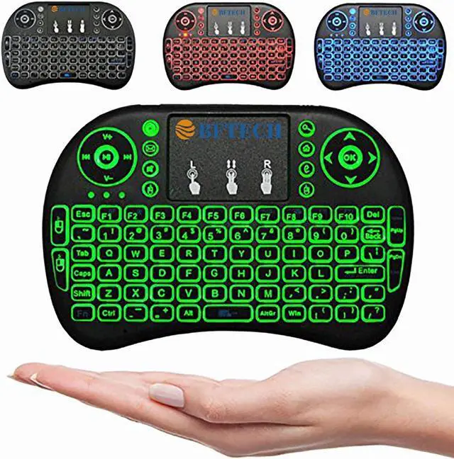 Main image of BFTECH Tricolor Mini Wireless Touch Keyboard Handheld Remote, Touchpad Mouse Combo, 3 Color LED Backlit Remote Control for Android TV Box, PS3 Xbox, Raspberry Pi 3, HTPC,Windows 7,8,10