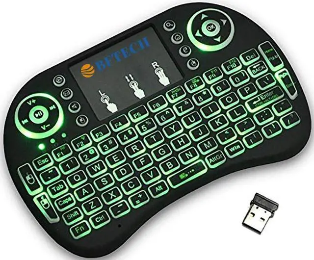 Alt view image 3 of 7 - BFTECH Tricolor Mini Wireless Touch Keyboard Handheld Remote, Touchpad Mouse Combo, 3 Color LED Backlit Remote Control for Android TV Box, PS3 Xbox, Raspberry Pi 3, HTPC,Windows 7,8,10