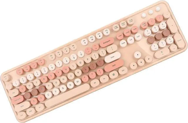 Alt view image 4 of 7 - Pissente Keyboard Mouse,104 Keys Ergonomic Cute Desktop Game Keyboard Mouse Kit for Girls for Home Office Work Gaming, Keyboard Mouse Combo ForWindows (Milk Tea Color)