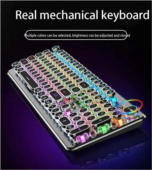 Alt view image 4 of 7 - LED Wired Mechanical Gaming Keyboard, Metal Base, 104 Standard Keys,Electroplated Keycap Computer Keyboard for Windows/PC/MAC/Desktop Gamer (Color : Black -Green Shaft)