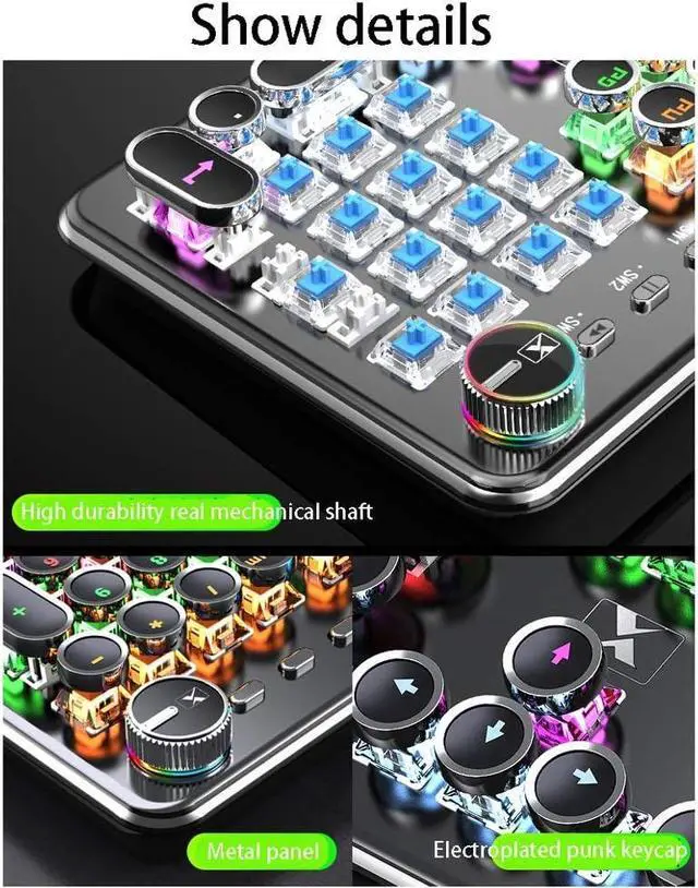 Alt view image 6 of 7 - LED Wired Mechanical Gaming Keyboard, Metal Base, 104 Standard Keys,Electroplated Keycap Computer Keyboard for Windows/PC/MAC/Desktop Gamer (Color : Black -Green Shaft)