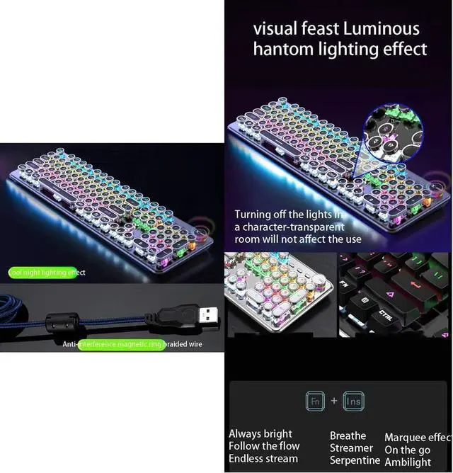 Alt view image 2 of 7 - LED Wired Mechanical Gaming Keyboard, Metal Base, 104 Standard Keys,Electroplated Keycap Computer Keyboard for Windows/PC/MAC/Desktop Gamer (Color : Black -Green Shaft)