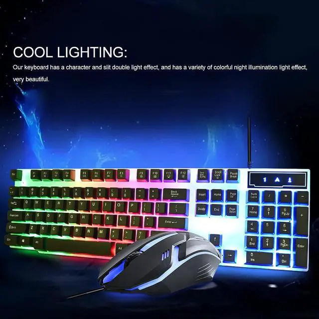Alt view image 2 of 7 - Mechanical Gaming Keyboard, 104 Key RGB Backlit USB Gaming Keyboard Mouse Set, Wired Keyboard Mouse Combo, Ergonomic Design, Easy to Carry, for Home, Game Room, Office