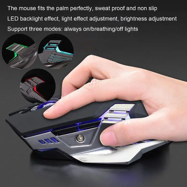 Alt view image 3 of 7 - RGB Keyboard Mouse Combo, LED Backlit Gaming Keyboard Mouse,7D 3200DPI Adjustable Mice and 104 Keys Ergonomic Typewriter Mouse Set,for PC Game Computer