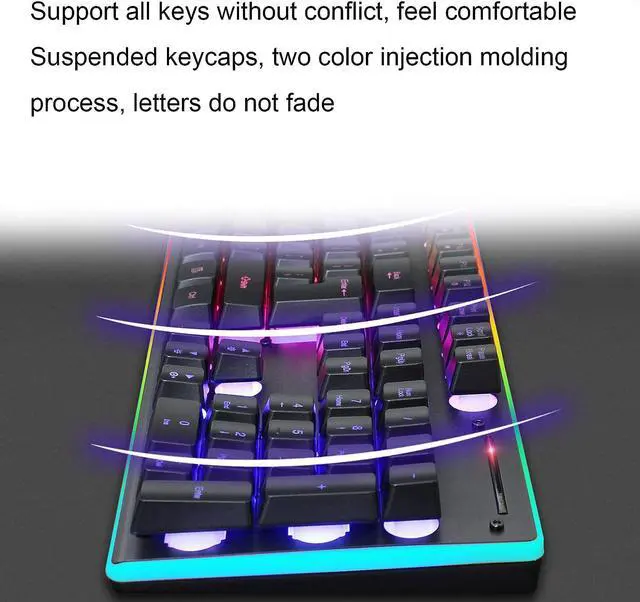 Alt view image 4 of 7 - RGB Keyboard Mouse Combo, LED Backlit Gaming Keyboard Mouse,7D 3200DPI Adjustable Mice and 104 Keys Ergonomic Typewriter Mouse Set,for PC Game Computer