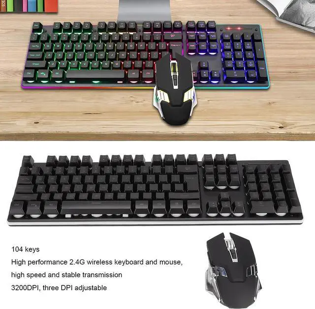 Alt view image 2 of 7 - RGB Keyboard Mouse Combo, LED Backlit Gaming Keyboard Mouse,7D 3200DPI Adjustable Mice and 104 Keys Ergonomic Typewriter Mouse Set,for PC Game Computer