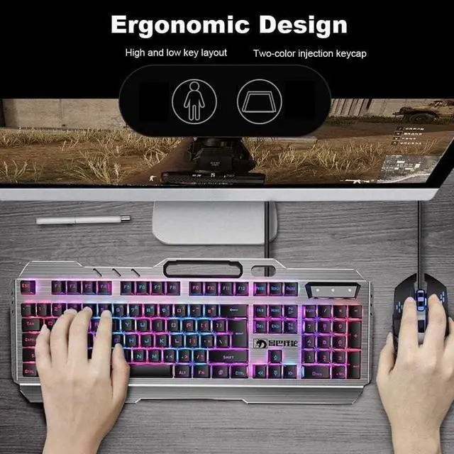Alt view image 2 of 3 - QINERSAW Gaming Keyboard and Mouse Combo Large Mouse Pad Mechanical Feel RGB Backlit 3200 DPI Mouse for Windows PC (Keyboard Mouse Set) (Color : Black) (Color : White)