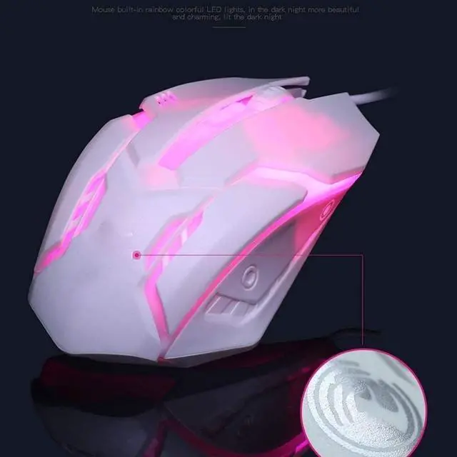 Alt view image 5 of 6 - Keyboard Mouse Combo, USB Wired Keyboard,Quiet Durable Rainbow Backlit Keyboard,Gaming Keyboard and Mouse Set with Ergonomic Wrist Rest for Laptop Office Online Study (Color : White)