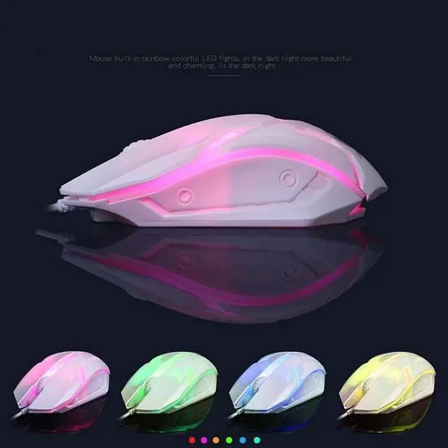 Alt view image 4 of 6 - Keyboard Mouse Combo, USB Wired Keyboard,Quiet Durable Rainbow Backlit Keyboard,Gaming Keyboard and Mouse Set with Ergonomic Wrist Rest for Laptop Office Online Study (Color : White)