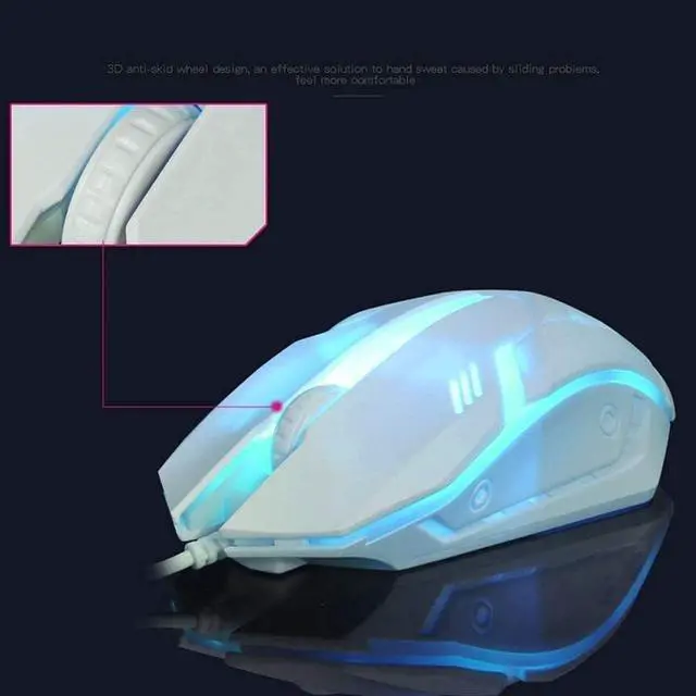 Alt view image 3 of 6 - Keyboard Mouse Combo, USB Wired Keyboard,Quiet Durable Rainbow Backlit Keyboard,Gaming Keyboard and Mouse Set with Ergonomic Wrist Rest for Laptop Office Online Study (Color : White)