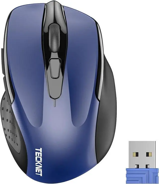 Main image of TECKNET Wireless Mouse, 2.4GHz Ergonomic Computer Mouse, Portable Cordless Mice, 5-Level 2400 DPI Mouse for Laptop, 6 Buttons USB Mouse for Chromebook, Ergo Grip, 24 Months Battery - Blue