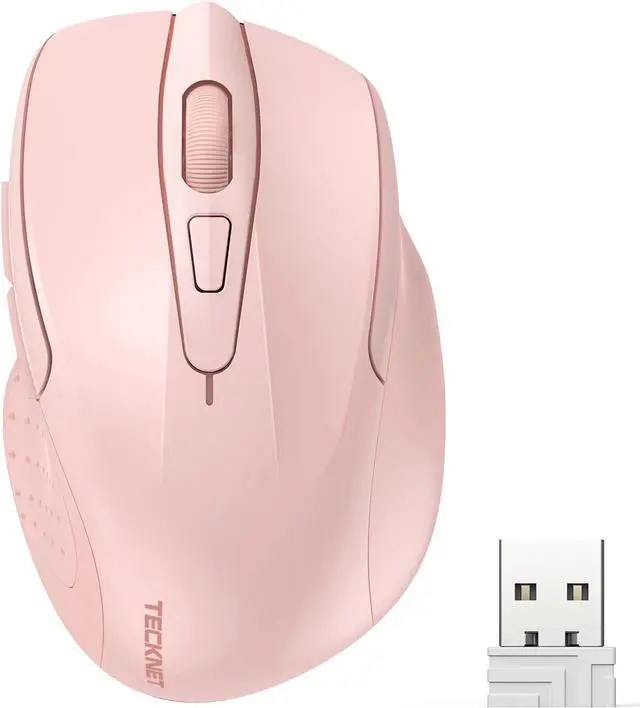 Main image of TECKNET Wireless Mouse, 2.4GHz Ergonomic Computer Mouse, Portable Cordless Mice, Mouse for Laptop, 6 Buttons USB Mouse for Chromebook, Ergo Grip, 24 Months Battery - Pink