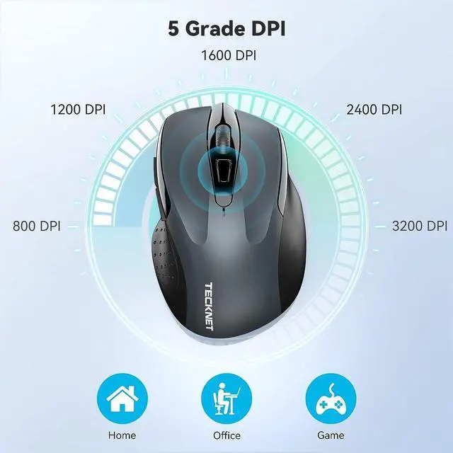 Alt view image 2 of 7 - Bluetooth Mouse Wireless Mouse with 6 Buttons 5 Adjustable DPI Levels 24 Month Battery Life Ergonomic Computer Mouse for Laptop Computer Mac PC Windows Chromebook Notebook