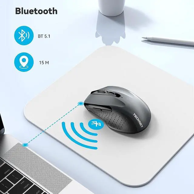 Alt view image 3 of 7 - Bluetooth Mouse Wireless Mouse with 6 Buttons 5 Adjustable DPI Levels 24 Month Battery Life Ergonomic Computer Mouse for Laptop Computer Mac PC Windows Chromebook Notebook