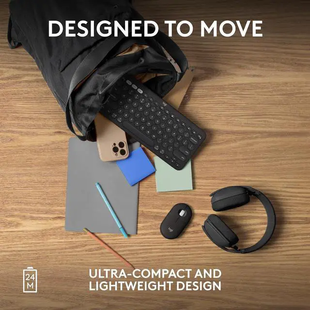 Alt view image 7 of 7 - Logi tech Pebble Mouse 2 M350s Slim Bluetooth Wireless Mouse, Portable, Lightweight, Customizable Button, Quiet Clicks, Easy-Switch for Windows, macOS, iPadOS, Android, Chrome OS - Black