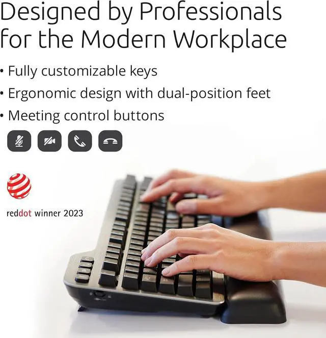Alt view image 2 of 7 - Kensington MK7500F Silent Mechanical Keyboard  Full Size, Wireless, Backlit, Rechargeable Battery, Customizable Keys, Spill-Proof, Includes Wrist Rest, Windows & macOS