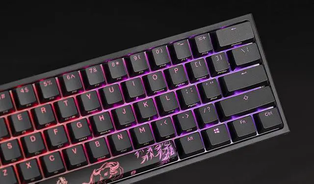 Alt view image 3 of 6 - Ducky x MK Blackout One 2 Mini RGB LED 60% Double Shot PBT Limited Mechanical Keyboard (Gat Red)