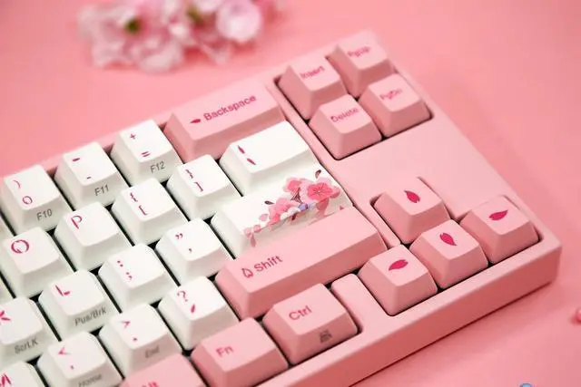 Alt view image 3 of 6 - Varmilo Ducky x Miya Mac Pro Sakura R2 White LED 65% Double Shot PBT Mechanical Keyboard (Cherry MX Red)