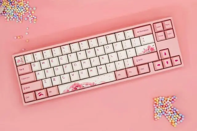 Alt view image 6 of 6 - Varmilo Ducky x Miya Mac Pro Sakura R2 White LED 65% Double Shot PBT Mechanical Keyboard (Cherry MX Red)