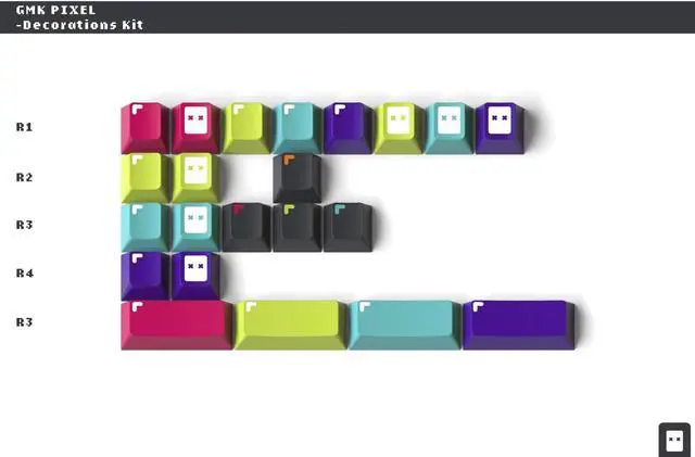Alt view image 2 of 5 - DROP MiTo GMK Pixel Custom Keycap Set - Doubleshot Cherry Profile - Compatible with Cherry-MX Style Mechanical Keyboards (Decorations Kit), Black