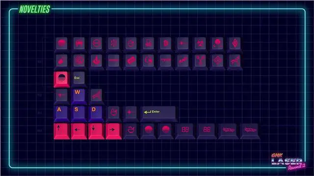 Alt view image 2 of 7 - Drop + MiTo GMK Laser Custom Mechanical Keyboard Novelty Keycap Set - 44-Keys, Doubleshot ABS, Cherry Profile (Novelties)