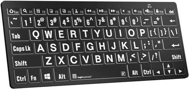 Alt view image 5 of 5 - Logickeyboard BT Wireless with Large Print  for Windows PC  White Letters on Black Keys  p/n LKB-LPWB-BTPC-US