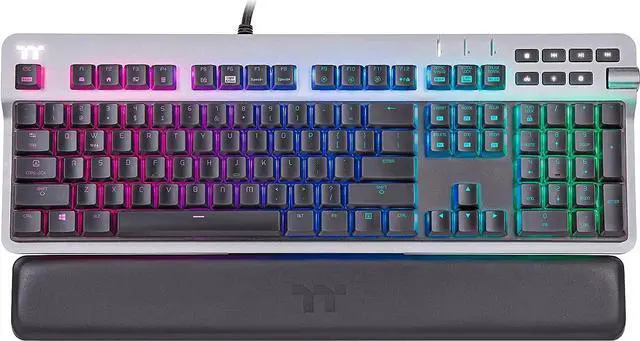 Alt view image 2 of 6 - Thermaltake Argent K6 RGB Low Profile Mechanical Gaming Keyboard, Cherry MX Speed Silver, Alumiunm Top Plate, Multi-fucntion Knob, Wrist Rest, GKB-KB6-LSSRUS-01