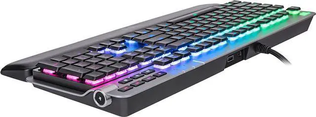 Alt view image 4 of 6 - Thermaltake Argent K6 RGB Low Profile Mechanical Gaming Keyboard, Cherry MX Speed Silver, Alumiunm Top Plate, Multi-fucntion Knob, Wrist Rest, GKB-KB6-LSSRUS-01