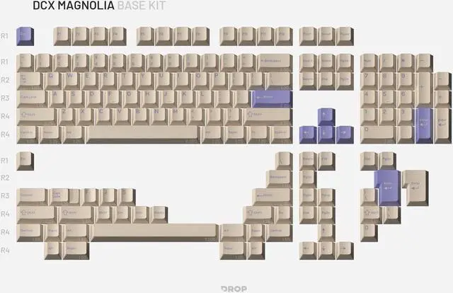 Alt view image 2 of 7 - Drop DCX Magnolia Keycap Set, Doubleshot ABS, Cherry MX Style Keyboard Compatible with 60%, 65%, 75%, TKL, WKL, Full-Size, 1800 layouts and More