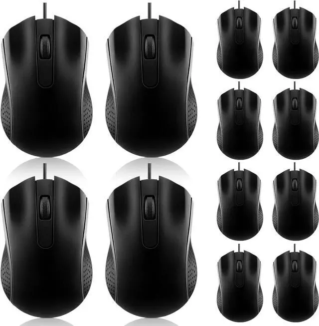 Main image of Hoteam 12 Pcs Wired Computer Mouse Bulk Cord USB Computer Mice Ergonomic Wired Mouse for Pcs, Computers, Laptops, Gaming Office Home Supplies(Black)
