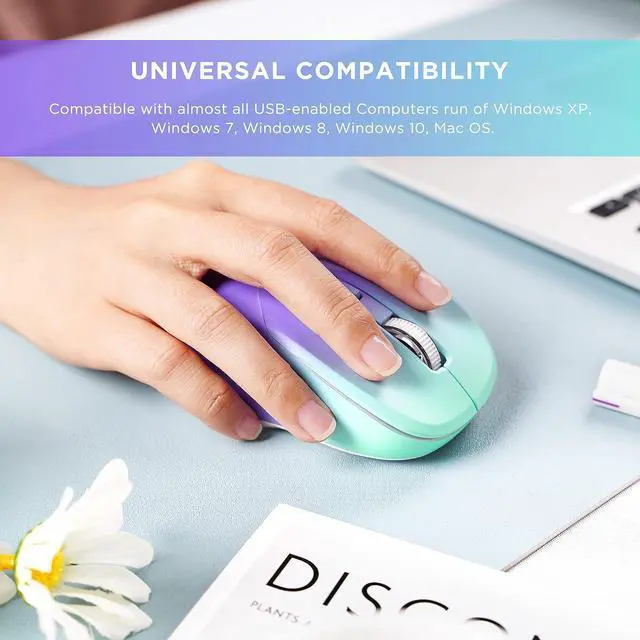 Alt view image 7 of 7 - Wireless Mouse Mouse Jiggler for Laptop - USB Laptop Mouse with Undetectable Random Movement Jiggler Mode for Computers - Purple