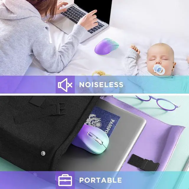 Alt view image 6 of 7 - Wireless Mouse Mouse Jiggler for Laptop - USB Laptop Mouse with Undetectable Random Movement Jiggler Mode for Computers - Purple